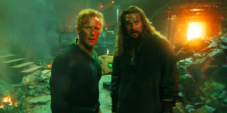Orm and Aquaman in volcano in Aquaman and the Lost Kingdom