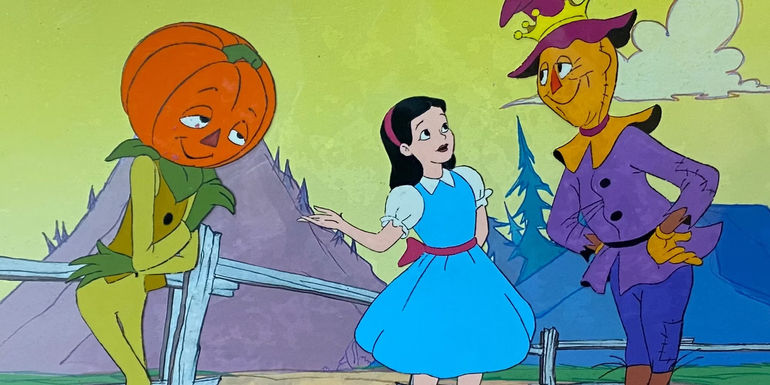 Pumpkinhead, Dorothy, and Scarecrow in the animated film Journey Back to Oz.