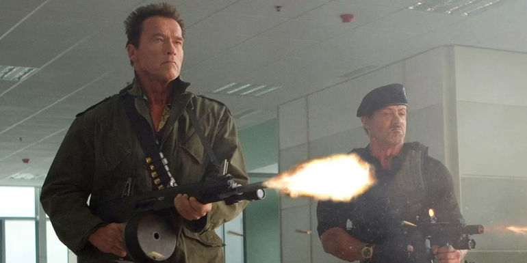 Sylvester Stallone and Arnold Schwarzenegger in The Expendables 2
