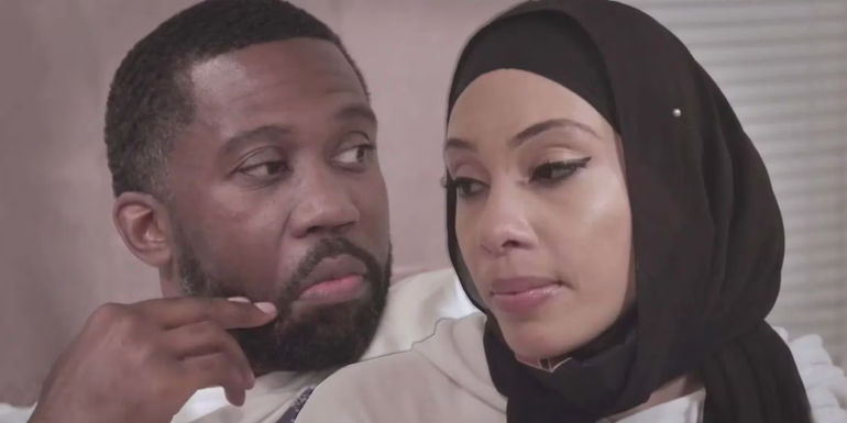 Montage Of 90 Day Fiancé Bilal Hazziez Shaeeda Sween somber expressions