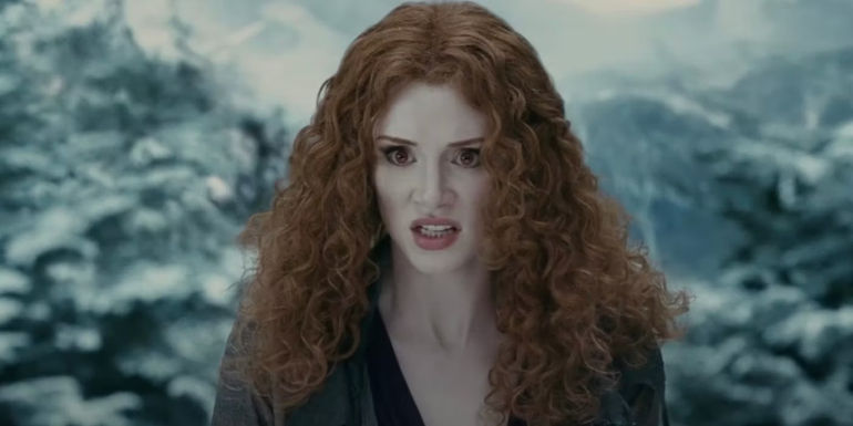 Bryce Dallas Howard standing outside in the snow with a furious look.