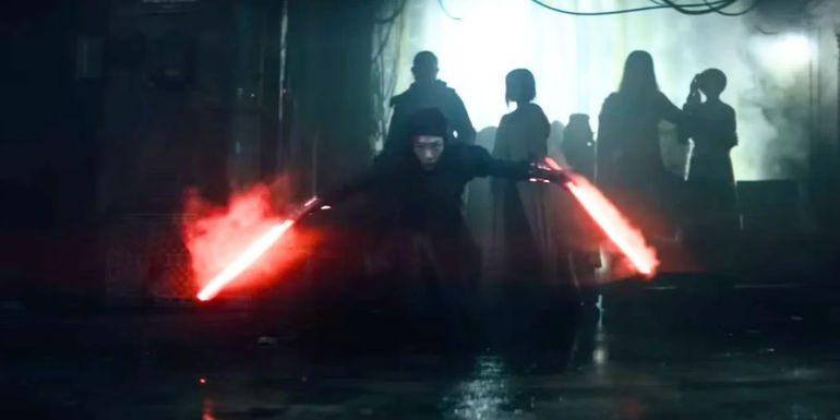 Nemesis in Rebel Moon as she wields her laser swords