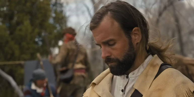 James Hal Hardy as Jedediah Smith closing his eys and thinking in Into the Wild Frontier.-1