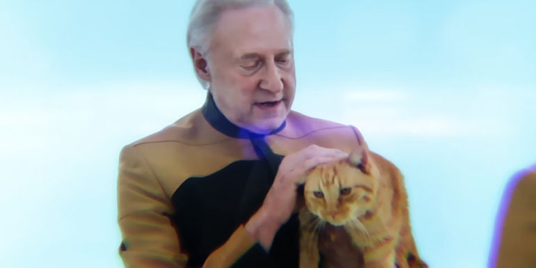 Data and Spot the cat in Star Trek: Picard season 3, episode 8