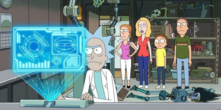 Rick, Summer, Beth, Morty and Jerry in Rick and Morty season 7