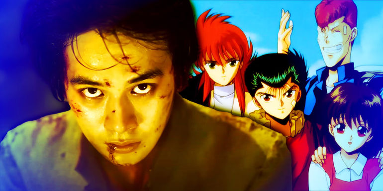 Live-action Yusuke and the Yu Yu Hakusho anime characters