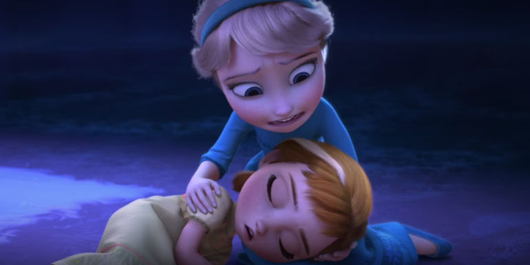 Elsa concerned over Anna in Frozen.