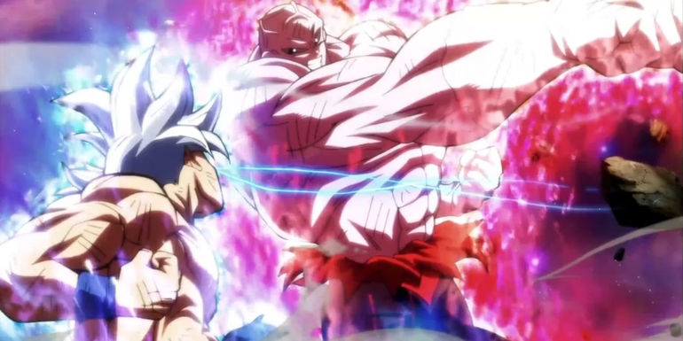 Goku dodging Jiren and preparing his strike - Dragon Ball Super.