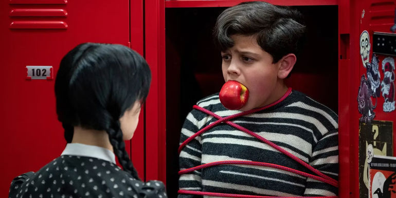 Pugsley in a locker in Wednesday