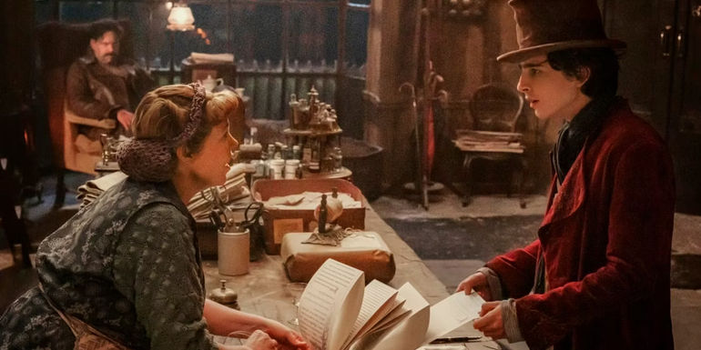 Willy Wonka And Mrs. Scrubbit In Wonka