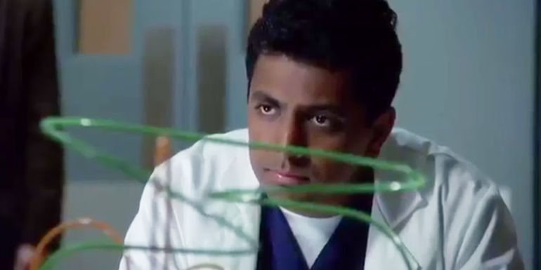 M Night Shyamalan's The Sixth Sense cameo as a doctor looking worried.