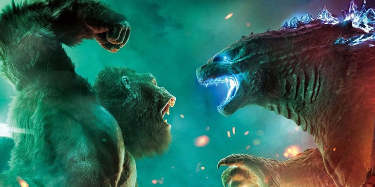 Godzilla fighting Kong