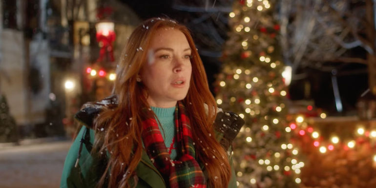 Lindsay Lohan as Sierra Belmont in Falling for Christmas on Netflix