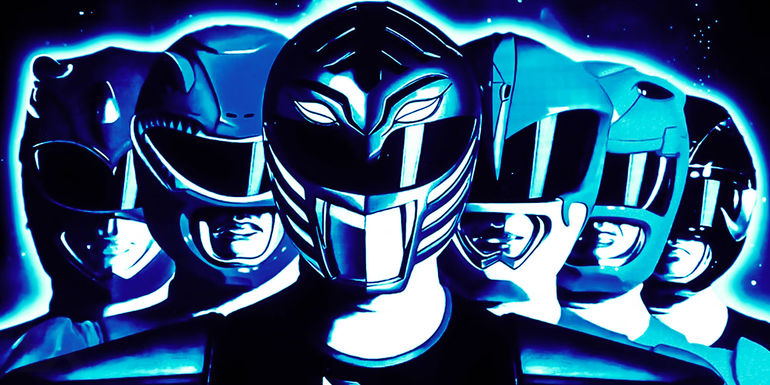 The core Rangers in the Mighty Morphin Power Rangers: The Movie poster