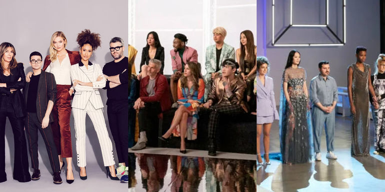 Split image of Project Runway cast and judges feature