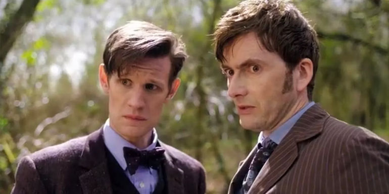 The Tenth and Eleventh Doctor looking perplexed in 
