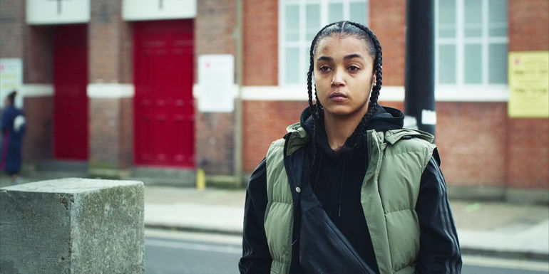 Jaq looking serious in Top Boy.