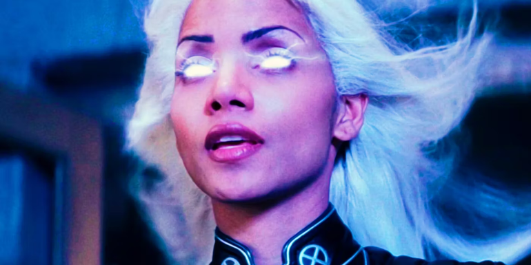 Storm hitting Toad with lightning in X-Men