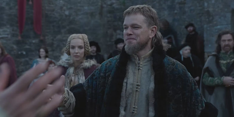 Matt Damon and Jodie Comer in The Last Duel