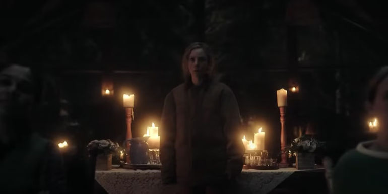 Dot watches a puppet show in Fargo