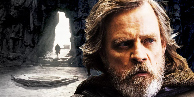 Ahch-To Jedi Temple and Luke Skywalker in The Last Jedi.