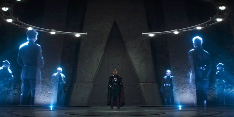 Moff Gideon convening the Shadow Council in The Mandalorian season 3, episode 7