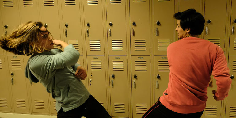 cobra kai school fight miguel vs robbby