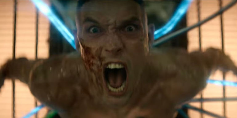 Ed Skrein as Admiral Atticus Noble being painfully resurrected in Rebel Moon: Part One - A Child of Fire