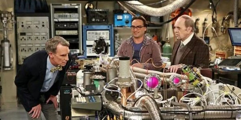 Leonard in the lab with Arthur Jeffries and Bill Nye on TBBT