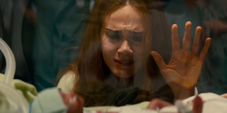 Diane looking at her baby in Run