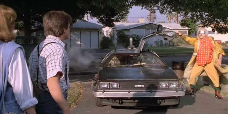 Doc, Marty, and Jennifer at the end of Back to the Future