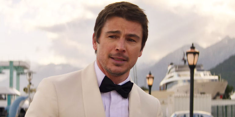 Josh Hartnett in a white tuxedo in Operation Fortune