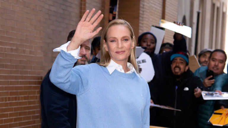 Stepping Into Preppy Elegance: Master Uma Thurman's Classy Collared Pullover