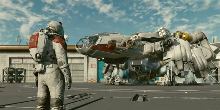 Starfield Gamer Constructs Virtual Dodge Challenger Hellcat in the Game