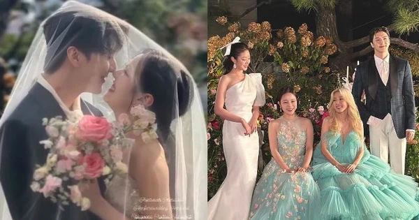 Ảnh cưới lãng mạn của em trai Dara (2NE1) với nữ idol kém 3 tuổi: Sự chú ý đổ dồn vào hai phù dâu