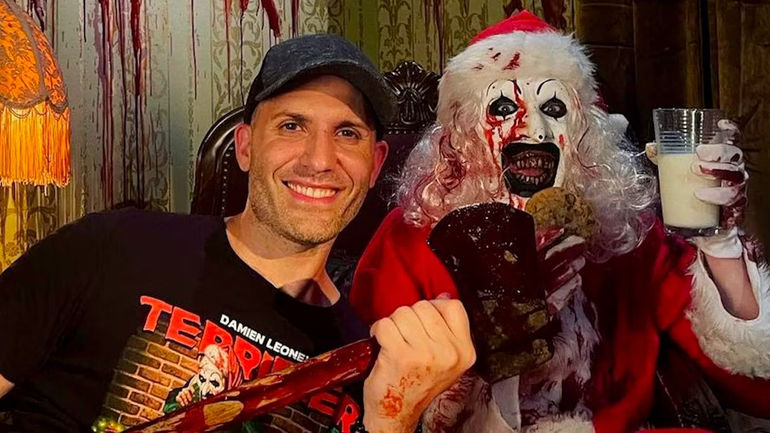 Art The Clown Brings Christmas Cheer in Behind-the-Scenes Image from Terrifier 3