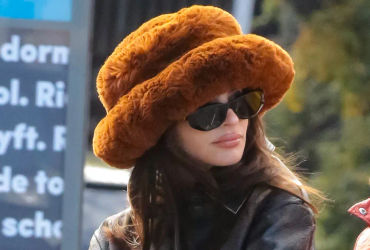Emily Ratajkowski Rocks Her Signature Fuzzy Bucket Hat for Fall 2023