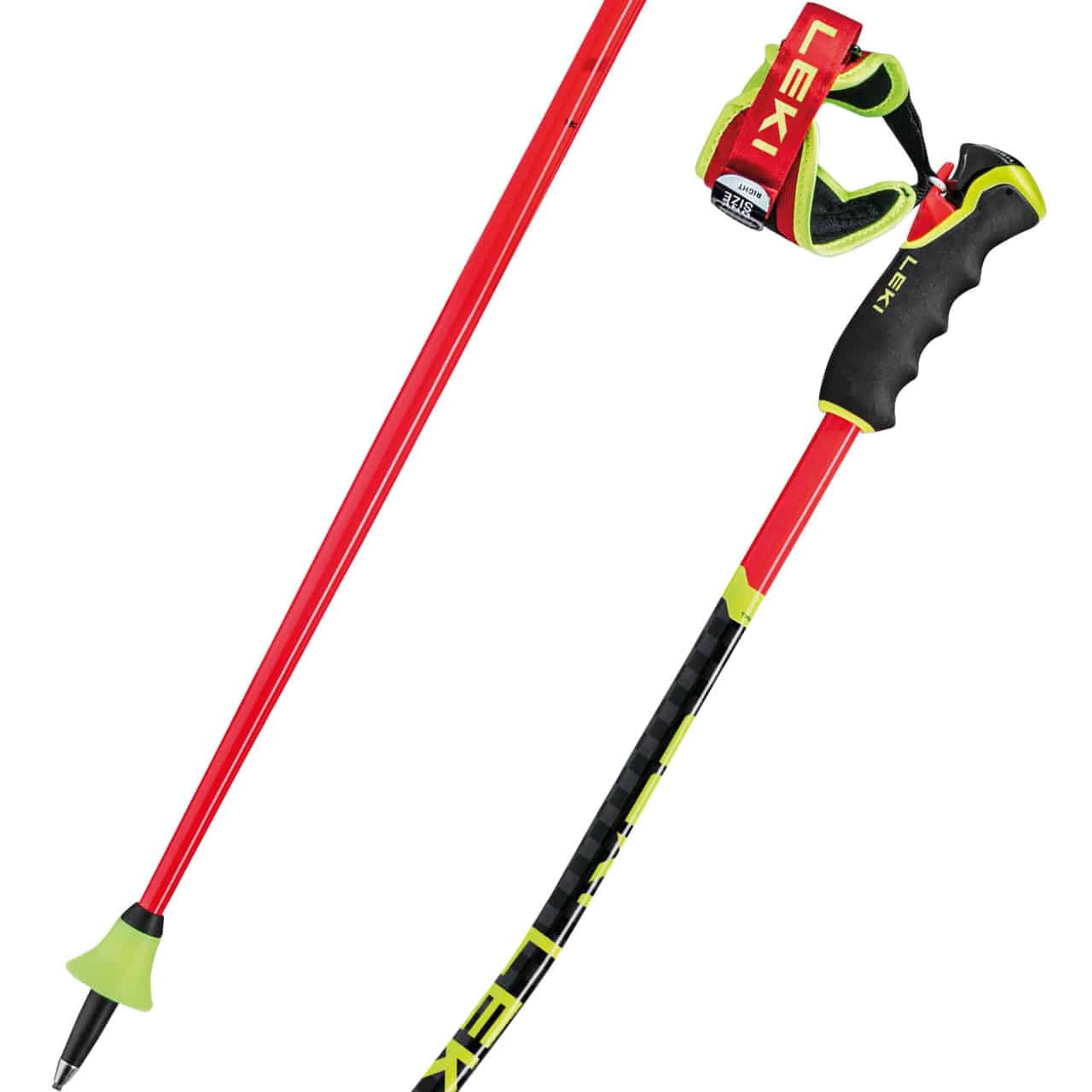 Лыжные палки Leki WCR GS Carbon 3D bright neonyellow, красный, чёрный