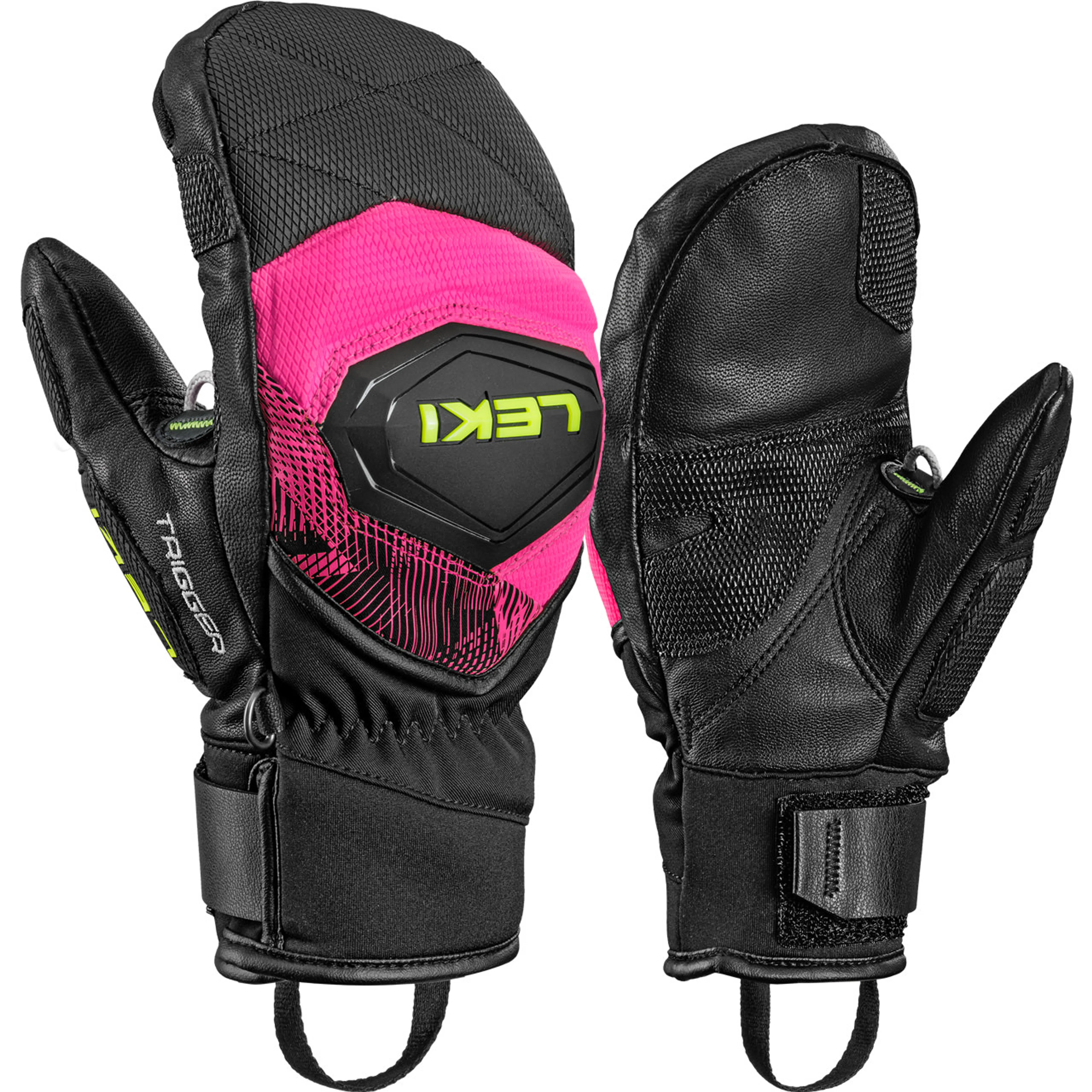 Варежки Leki WCR PRO TR, чёрный, неоново-розовый, детские