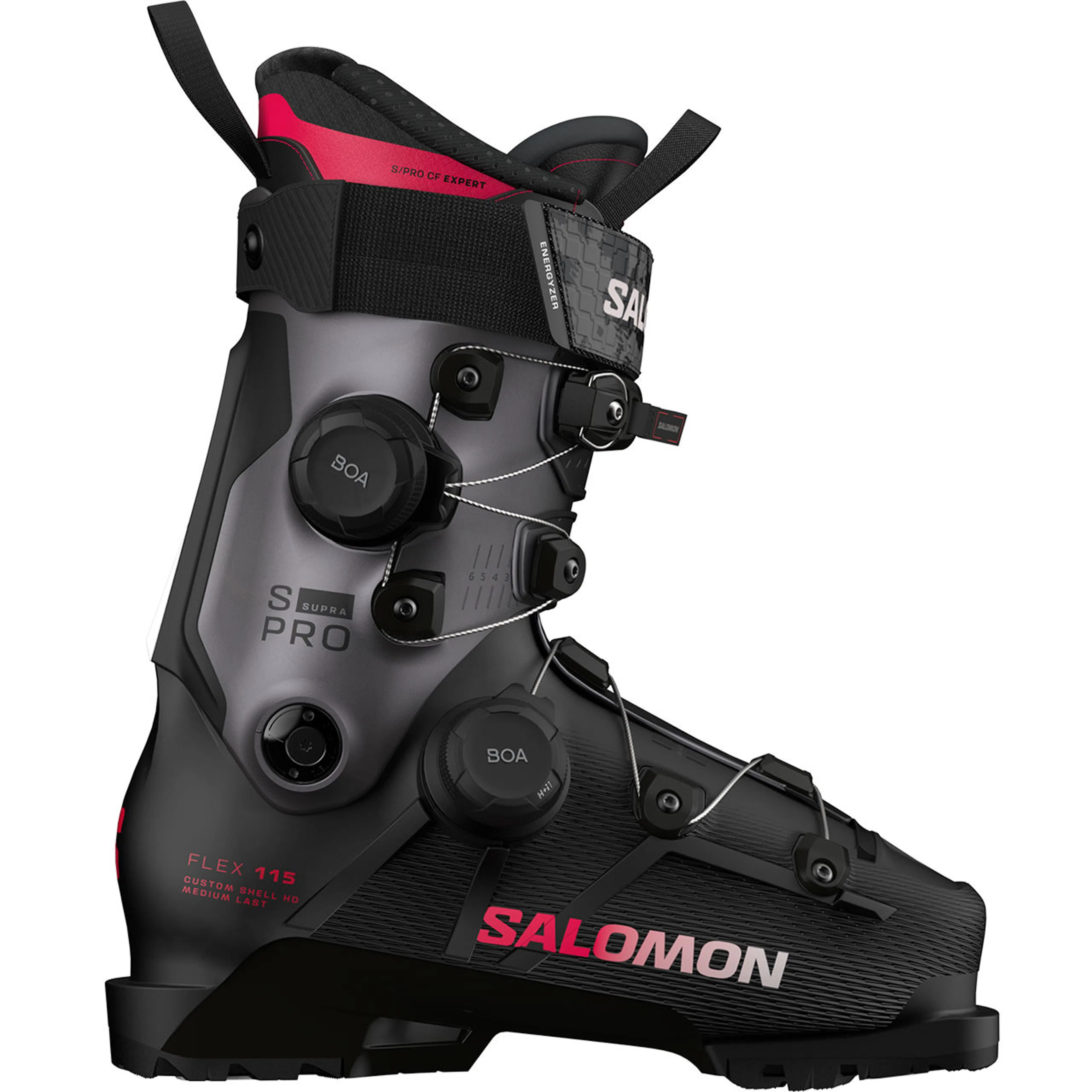 Горнолыжные ботинки Salomon S Pro Supra DUAL BOA 115 W beluga metal raspberry, чёрный