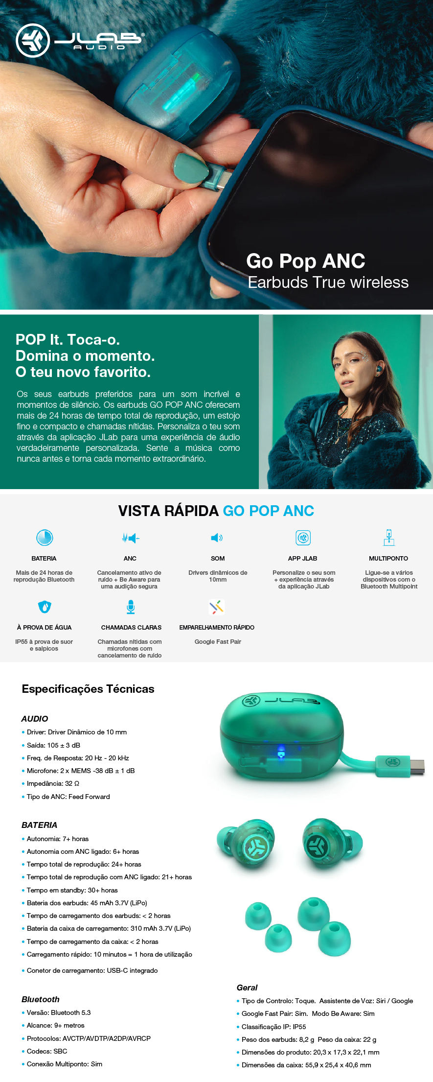 LP Go Pop ANC Transp Teal