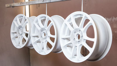 Flat White Powder Coating on Wheels
