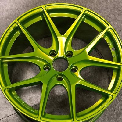 Sparkling Metallic Green Powder Coating on Wheels