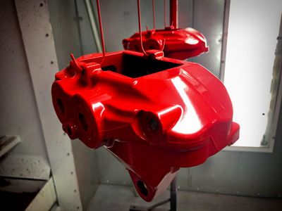 Gloss Red Powder Coating on Brake calipers