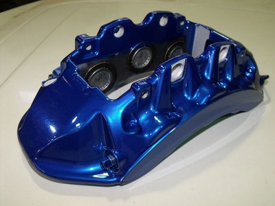 Glossy Blue Powder Coating on Brake Calipers