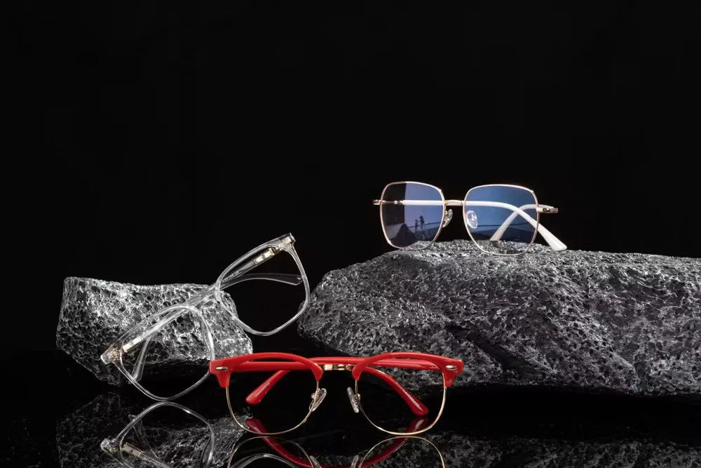 Designer eyeglass frames displayed for personalized frame styling