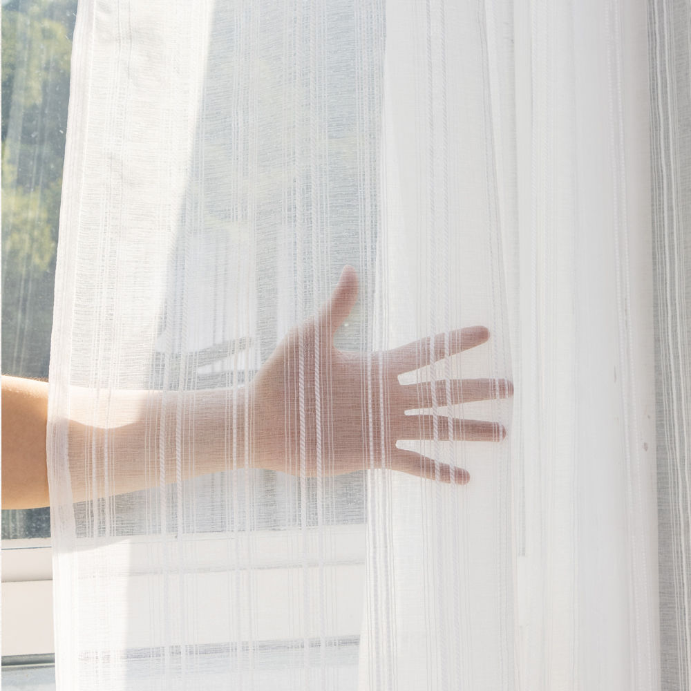 Double vertical striped jacquard curtain fabric