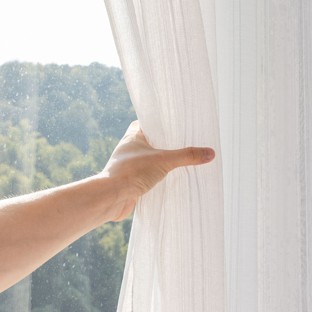 Double vertical striped jacquard curtain fabric - Thumbnail 3