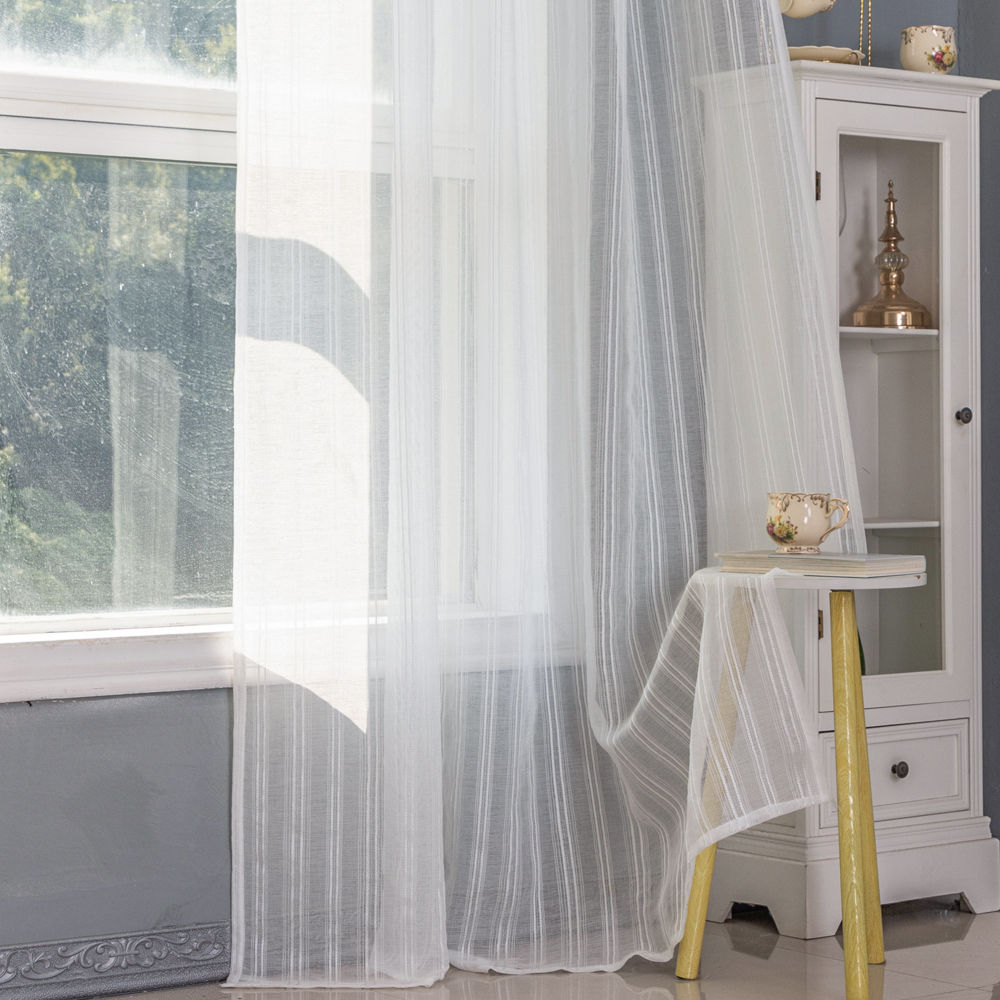 Double vertical striped jacquard curtain fabric - Thumbnail 4