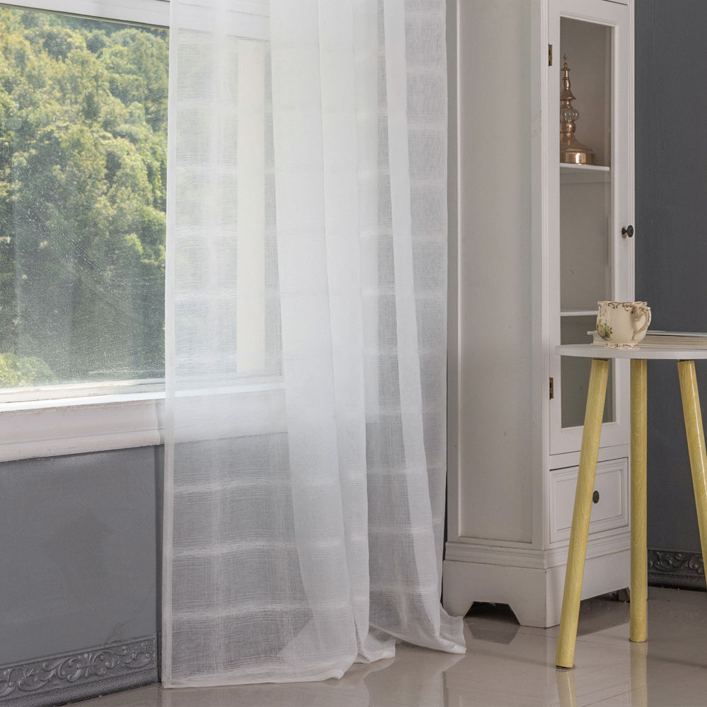 Large check jacquard curtain gauze - Thumbnail 5